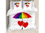 Abakuhaus Stolz Copripiumino, Cuore Ombrello Amore, Antiacaro Adatto A Chi Soffre Di Allergie Con Federe, 200 Cm X 200 Cm - 80 X 80 Cm, Multicolore
