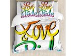 Abakuhaus Stolz Copripiumino, Love Text Colori Arcobaleno, Antiacaro Adatto A Chi Soffre Di Allergie Con Federe, 155 Cm X 220 Cm - 80 X 80 Cm, Multicolore
