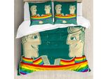 Abakuhaus Stolz Copripiumino, Coppie Gay Con Fodera, Antiacaro, Adatto A Chi Soffre Di Allergie, Con Federe, 155 Cm X 220 Cm - 80 X 80 Cm, Multicolore