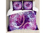 Abakuhaus Copripiumino Astrologia, Cerchio Zodiacale, Antiacaro, Adatto A Chi Soffre Di Allergie, Con Federe, 155 Cm X 220 Cm - 80 X 80 Cm, Viola E Azzurro