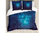 Abakuhaus Copripiumino Astrologia, Segni Zodiacali Nello Spazio, Antiacaro, Adatto A Chi Soffre Di Allergie, Con Federe, 200 Cm X 200 Cm - 80 X 80 Cm, Turchese-Blu E Bianco