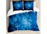 Abakuhaus Copripiumino Astrologia, Segni Zodiacali, Antiacaro, Adatto A Chi Soffre Di Allergie, Con Federe, 200 Cm X 200 Cm - 80 X 80 Cm, Blu Navy Azzurro
