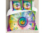 Abakuhaus Copripiumino Astrologia, Stile Hippie Zodiaco, Antiacaro, Adatto A Chi Soffre Di Allergie, Con Federe, 200 Cm X 200 Cm - 80 X 80 Cm, Multicolore
