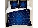 Abakuhaus Set Copripiumino Per Letti Matrimoniali, Segni Zodiacali Nello Spazio, Antiacaro, Adatto A Chi Soffre Di Allergie, Con Federe, Blu Scuro E Multicolore