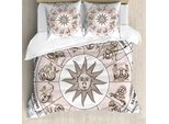 Abakuhaus Copripiumino Astrologia, Cerchio Dei Segni Zodiacali, Antiacaro, Adatto A Chi Soffre Di Allergie, Con Federe, 200 Cm X 200 Cm - 80 X 80 Cm, Grigio Chiaro E Bianco