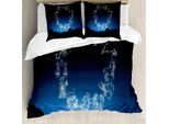 Abakuhaus Copripiumino Astrologia, Segni Zodiacali Fugaci, Antiacaro, Adatto A Chi Soffre Di Allergie, Con Federe, 200 Cm X 200 Cm - 80 X 80 Cm, Blu Scuro E Bianco