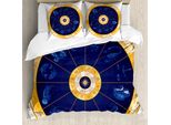 Abakuhaus Copripiumino Astrologia, Oroscopo Natale, Antiacaro, Adatto A Chi Soffre Di Allergie, Con Federe, 200 Cm X 200 Cm - 80 X 80 Cm, Blu Bianco Arancione
