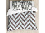 Abakuhaus Copripiumino, Motivo A Zig Zag Chevron, Antiacaro, Adatto A Chi Soffre Di Allergie, Con Federe, 155 Cm X 220 Cm - 80 X 80 Cm, Azzurro E Marrone