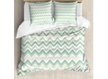 Abakuhaus Copripiumino, Motivo Sfocato Zig Zag, Antiacaro, Adatto A Chi Soffre Di Allergie, Con Federe, 155 Cm X 220 Cm - 80 X 80 Cm, Blu Petrolio Turchese