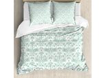 Abakuhaus Copripiumino, Motivo Ondulato Circolare, Antiacaro, Adatto A Chi Soffre Di Allergie, Con Federe, 155 Cm X 220 Cm - 80 X 80 Cm, Verde Acqua E Bianco
