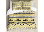 Abakuhaus Copripiumino Giallo E Nero, Linee A Zig Zag, Antiacaro, Adatto A Chi Soffre Di Allergie, Con Federe, 200 Cm X 200 Cm - 80 X 80 Cm, Giallo, Nero E Bianco