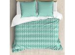 Abakuhaus Copripiumino, Rettangolare Geometric Tile, Antiacaro, Adatto A Chi Soffre Di Allergie, Con Federe, 155 Cm X 220 Cm - 80 X 80 Cm, Turchese E Azzurro