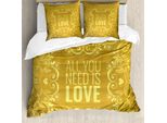 Abakuhaus Copripiumino Mandala, Parole Romantiche Vortice, Antiacaro, Adatto A Chi Soffre Di Allergie, Con Federe, 155 Cm X 220 Cm - 80 X 80 Cm, Giallo