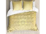 Abakuhaus Set Copripiumino Mandala Per Letti Matrimoniali, Motivo Arabesco, Antiacaro, Adatto A Chi Soffre Di Allergie, Con Federe, Giallo Senape Chiaro E Cammello Chiaro