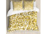 Abakuhaus Copripiumino Astratto, Party Squares, Antiacaro, Adatto A Chi Soffre Di Allergie, Con Federe, 155 Cm X 220 Cm - 80 X 80 Cm, Giallo Caramello E Bianco