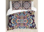 Abakuhaus Copripiumino Etnico, Arte Boho Vintage, Antiacaro, Adatto A Chi Soffre Di Allergie, Con Federe, 155 Cm X 220 Cm - 80 X 80 Cm, Multicolore