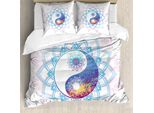 Abakuhaus Copripiumino Etnico, Yin Yang Strudel, Antiacaro, Adatto A Chi Soffre Di Allergie, Con Federe, 155 Cm X 220 Cm - 80 X 80 Cm, Viola E Azzurro