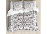 Abakuhaus Copripiumino Etnico, Stile Copritavolo A Motivi Floreali, Antiacaro E Anallergico, Con Federe, 200 Cm X 200 Cm - 80 X 80 Cm, Rosa Chiaro Grigio Pallido