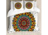 Abakuhaus Copripiumino Etnico, Elementi Vintage Mandala, Antiacaro, Adatto A Chi Soffre Di Allergie, Con Federe, 155 Cm X 220 Cm - 80 X 80 Cm, Multicolore