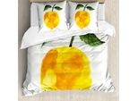 Abakuhaus Copripiumino Giallo E Arancione, Acquerello Limone, Antiacaro, Adatto A Chi Soffre Di Allergie, Con Federe, 155 Cm X 220 Cm - 80 X 80 Cm, Giallo Arancione Verde