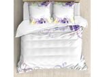 Abakuhaus Copripiumino, Petali Classici Pastello, Antiacaro, Adatto A Chi Soffre Di Allergie, Con Federe, 200 Cm X 200 Cm - 80 X 80 Cm, Viola Verde Chiaro