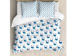 Abakuhaus Copripiumino Moderno, Pesci Che Nuotano Nell'oceano, Antiacaro, Adatto A Chi Soffre Di Allergie, Con Federe, 155 Cm X 220 Cm - 80 X 80 Cm, Blu Cielo Scuro