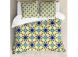Abakuhaus Copripiumino Etnico, Motivo Folk Marocchino, Antiacaro, Adatto A Chi Soffre Di Allergie, Con Federe, 200 Cm X 200 Cm - 80 X 80 Cm, Viola, Blu, Giallo