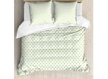 Abakuhaus Copripiumino Verde, Pois Vintage Retrò, Antiacaro, Adatto A Chi Soffre Di Allergie, Con Federe, 200 Cm X 200 Cm - 80 X 80 Cm, Verde Chiaro E Bianco
