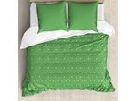Abakuhaus Copripiumino Verde, 60S Retro Vintage Dots, Antiacaro E Anallergico Con Federe, 200 Cm X 200 Cm - 80 X 80 Cm, Verde E Bianco