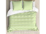 Copripiumino Retrò Abakuhaus, Inner Circles Con Pois, Antiacaro, Adatto A Chi Soffre Di Allergie, Con Federe, 155 Cm X 220 Cm - 80 X 80 Cm, Verde Chiaro E Bianco