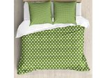 Abakuhaus Set Copripiumino A Pois Per Letti Matrimoniali, Pois Retrò Monocromatici, Antiacaro, Adatto A Chi Soffre Di Allergie, Con Federe, Verde Oliva E Bianco
