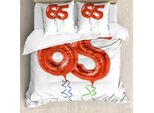 Abakuhaus 65° Compleanno Copripiumino, Palloncini Divertenti, Antiacaro, Adatto A Chi Soffre Di Allergie, Con Federe, 200 Cm X 200 Cm - 80 X 80 Cm, Rosso Verde Blu