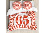Abakuhaus 65° Compleanno Copripiumino, 65 Anni, Antiacaro, Adatto A Chi Soffre Di Allergie, Con Federe, 155 Cm X 220 Cm - 80 X 80 Cm, Rosso-Bianco