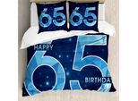 Abakuhaus 65° Compleanno Copripiumino, Numeri, Antiacaro, Adatto A Chi Soffre Di Allergie, Con Federe, 155 Cm X 220 Cm - 80 X 80 Cm, Blu Scuro Azzurro