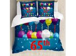 Abakuhaus 65° Compleanno Copripiumino, Tag 65, Antiacaro Adatto A Chi Soffre Di Allergie Con Federe, 155 Cm X 220 Cm - 80 X 80 Cm, Multicolore