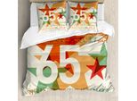 Abakuhaus 65° Compleanno Copripiumino, Compleanno Lingue, Antiacaro Adatto A Chi Soffre Di Allergie Con Federe, 155 Cm X 220 Cm - 80 X 80 Cm, Multicolore
