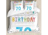 Abakuhaus 70° Compleanno Copripiumino, Astratto 70° Compleanno, Antiacaro Adatto A Chi Soffre Di Allergie Con Federe, 200 Cm X 200 Cm - 80 X 80 Cm, Multicolore