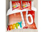 Abakuhaus 16° Compleanno Copripiumino, New Age Joyful, Antiacaro, Adatto A Chi Soffre Di Allergie, Con Federe, 155 Cm X 220 Cm - 80 X 80 Cm, Rosso E Bianco