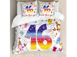 Abakuhaus Set Copripiumino Colorato Per Letti Matrimoniali, Festa Per Adolescenti, Antiacaro, Adatto A Chi Soffre Di Allergie, Con Federe, Multicolore