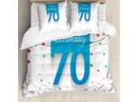 Abakuhaus 70° Compleanno Copripiumino, A Pois Buon Compleanno, Antiacaro Adatto A Chi Soffre Di Allergie Con Federe, 155 Cm X 220 Cm - 80 X 80 Cm, Multicolore