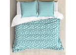 Abakuhaus Copripiumino Turchese, Pois Romantic Art, Antiacaro, Adatto A Chi Soffre Di Allergie, Con Federe, 155 Cm X 220 Cm - 80 X 80 Cm, Bianco E Azzurro Pallido