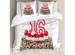 Abakuhaus 16° Compleanno Copripiumino, Candeline Per Torta Ciliegia, Antiacaro, Adatto A Chi Soffre Di Allergie, Con Federe, 155 Cm X 220 Cm - 80 X 80 Cm, Multicolore