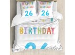 Abakuhaus 26° Compleanno Copripiumino, Soft-Feier-Zeichen, Antiacaro, Adatto A Chi Soffre Di Allergie, Con Federe, 155 Cm X 220 Cm - 80 X 80 Cm, Multicolore