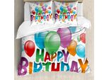 Abakuhaus Copripiumino Per Compleanno, Festa Con Palloncini, Antiacaro, Adatto A Chi Soffre Di Allergie, Con Federe, 155 Cm X 220 Cm - 80 X 80 Cm, Multicolore