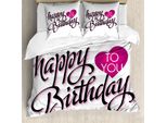 Abakuhaus Copripiumino Per Compleanno, Messaggio Tipografico, Antiacaro, Adatto A Chi Soffre Di Allergie, Con Federe, 200 Cm X 200 Cm - 80 X 80 Cm, Fucsia, Nero, Bianco