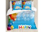 Copripiumino Abakuhaus Birthday, Cielo Vibrante Con Palloncini, Antiacaro, Adatto A Chi Soffre Di Allergie, Con Federe, 200 Cm X 200 Cm - 80 X 80 Cm, Multicolore