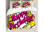 Abakuhaus Copripiumino Per Compleanno, Pop Art Greeting Dots, Antiacaro, Adatto A Chi Soffre Di Allergie, Con Federe, 200 Cm X 200 Cm - 80 X 80 Cm, Multicolore