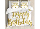 Abakuhaus Copripiumino Per Compleanno, Biglietto Di Auguri Scritto A Mano, Antiacaro, Adatto A Chi Soffre Di Allergie, Con Federe, 200 Cm X 200 Cm - 80 X 80 Cm, Giallo E Bianco