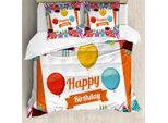 Abakuhaus Copripiumino Per Compleanno, Festa Di Compleanno, Antiacaro, Adatto A Chi Soffre Di Allergie, Con Federe, 200 Cm X 200 Cm - 80 X 80 Cm, Multicolore