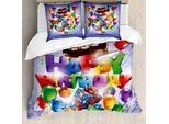 Abakuhaus Copripiumino Compleanno, Torta Di Compleanno, Antiacaro, Adatto A Chi Soffre Di Allergie, Con Federe, 200 Cm X 200 Cm - 80 X 80 Cm, Multicolore